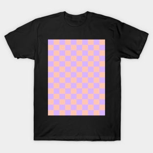 Peach and Purple Checkered Pattern T-Shirt